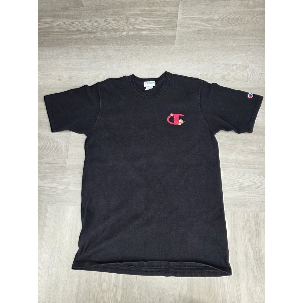 Champion Floral Logo Tee Shirt Men's L Short Sleeve Crewneck - Picture 2 of 4
